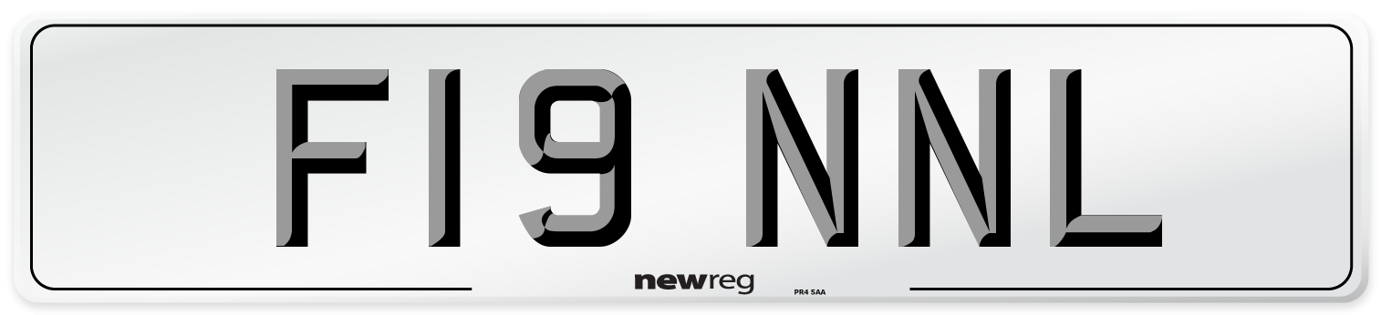 F19 NNL Number Plate from New Reg